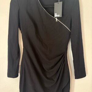 The Kooples Black Long Sleeve Dress with Zipper Detail